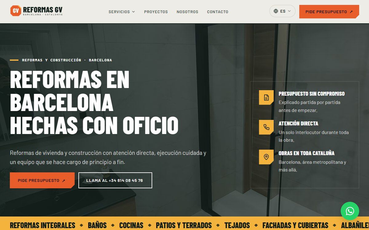 Captura de la web de Reformas GV